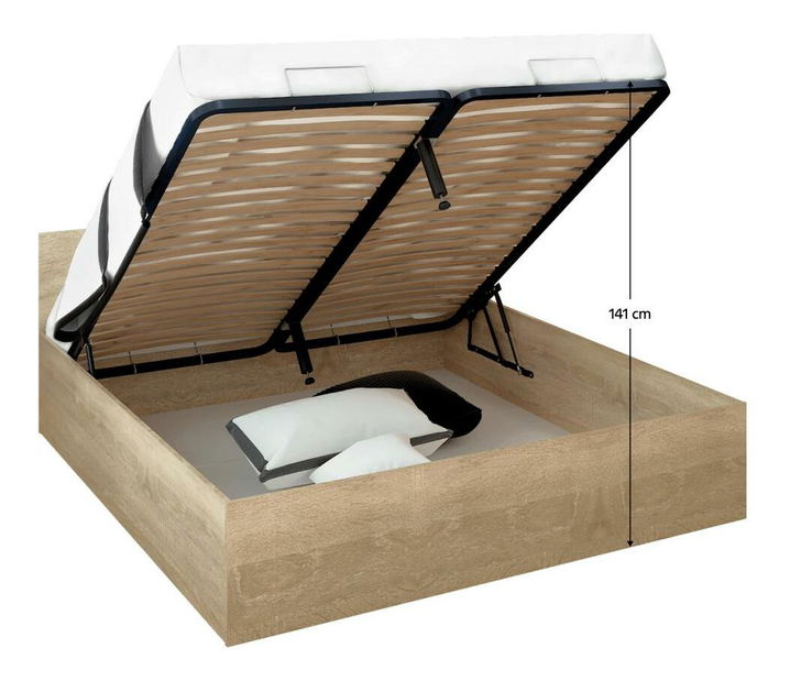 Manželská postel 180 cm Discutibles (dub sonoma) (s roštem) (s úl. prostorem)