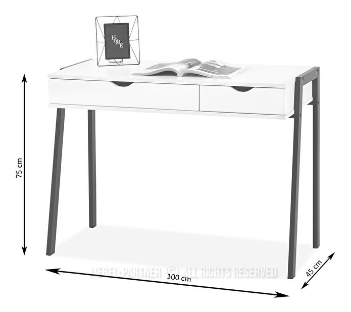 PC stolek Land (dub + bílá)