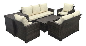Zahradní sestava Asistido (hnědá + béžová) (pro 7 osob)