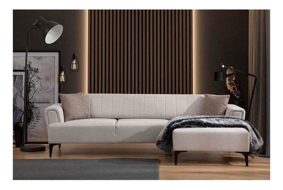 Rohová sedačka Hamletta (P) (ecru + černá)