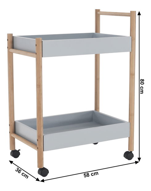 Servírovací vozík Seren (šedá + přírodní)