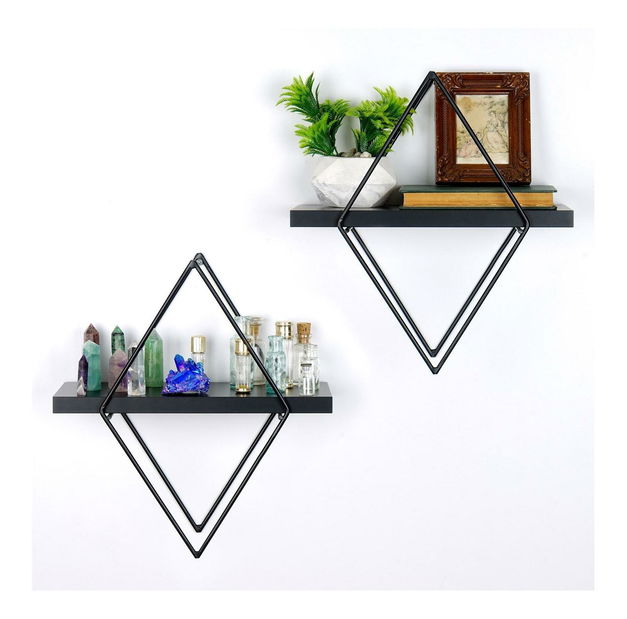 Dekorativní nástěnná police Duvelo 15 (černá)