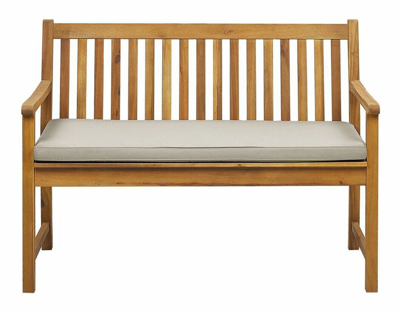 Zahradní lavice 120 cm VESTFOLD (dřevo) (béžový podsedák)