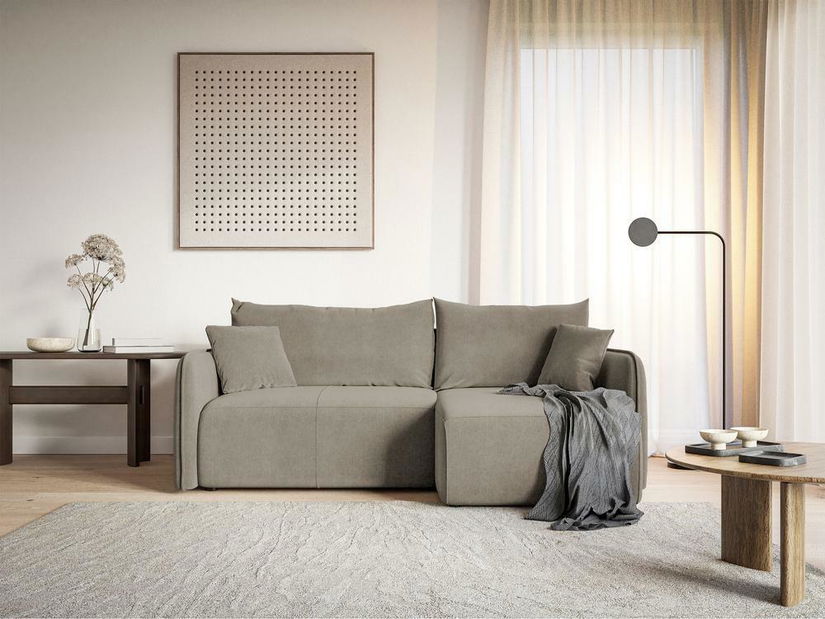 Rohová sedací souprava Mamma (béžovošedá + černá)