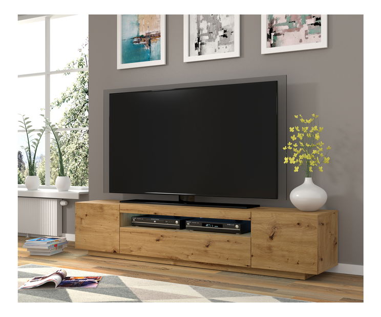 TV stolek/skříňka Aurinko 200 (dub artisan) (s osvětlením)