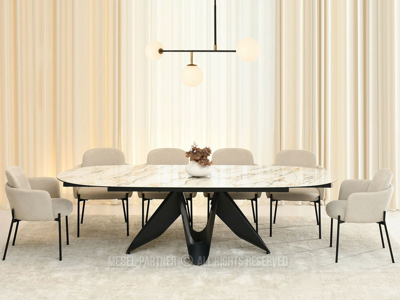 Jídelní stůl Preparan (mramor + černá)