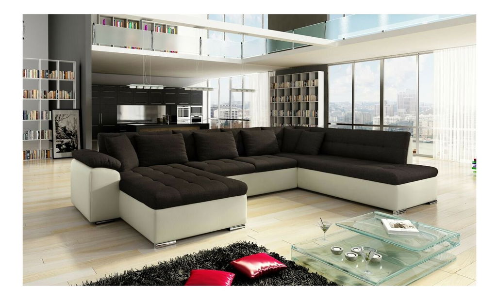 Rohová sedačka U Talina s funkcí spaní (L) (ekokůže Soft 011 + Majorka 03)