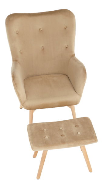 Křeslo s taburetem Lance New (béžová)