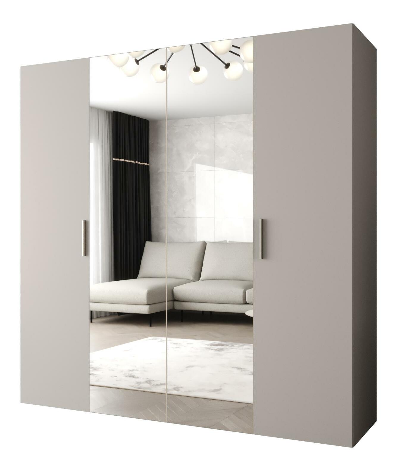 Šatní skříň 200 cm Borry 2 (kašmír + stříbrná)