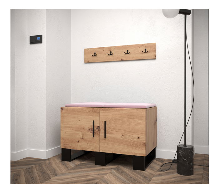 Předsíňová sestava Amanda 21 (dub artisan + růžová)