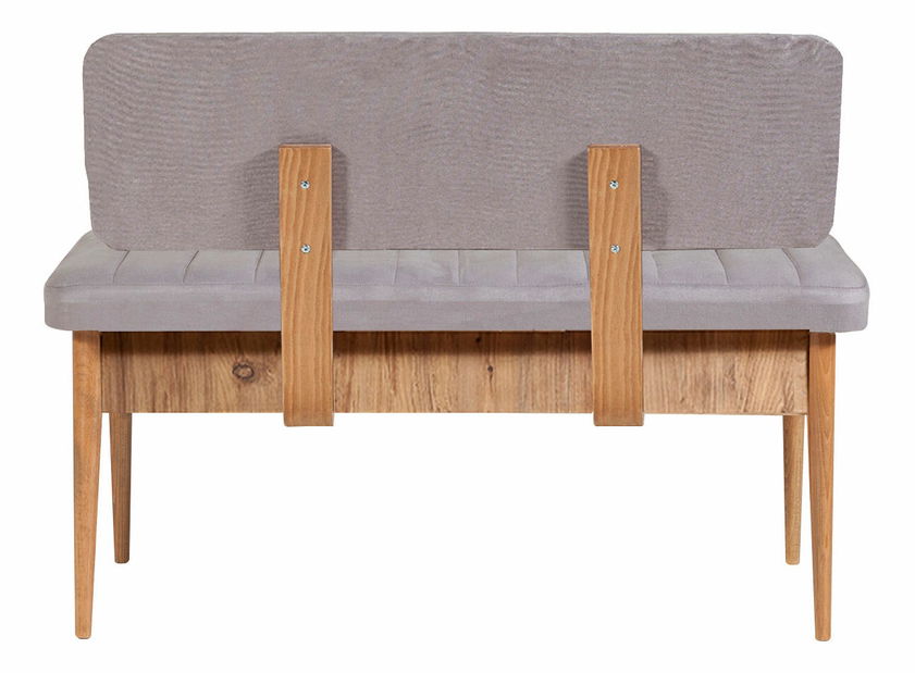 Rozkládací jídelní stůl se 2 židlemi a 2 lavicemi Vlasta (borovice antlantic + šedá)