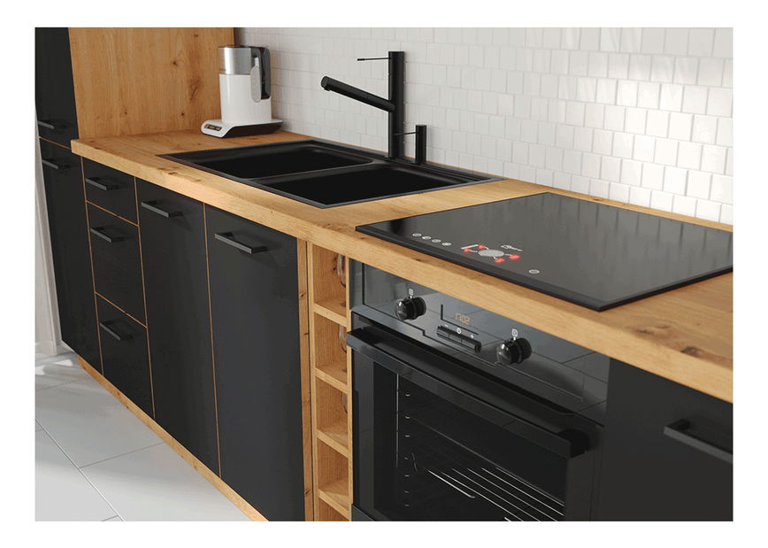 Dvířka na myčku Meriel ZM 570x596 (černá + dub artisan)