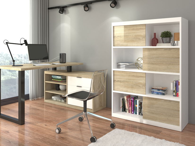 Regál Kaela D (bílá + dub artisan)