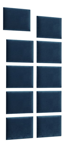 Set 10 čalouněných panelů Quadra 100x200 cm (modrá)