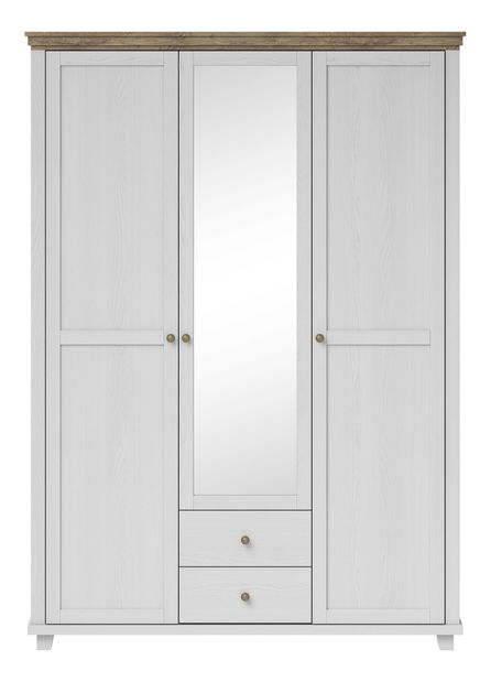 Šatní skříň so zrkadlom Elvina S Typ 19 (bílý popol + dub lefkas)