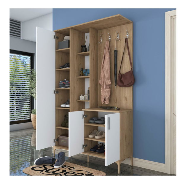 Předsíň Emily 9 (se zrcadlem) (ořech + bílá)