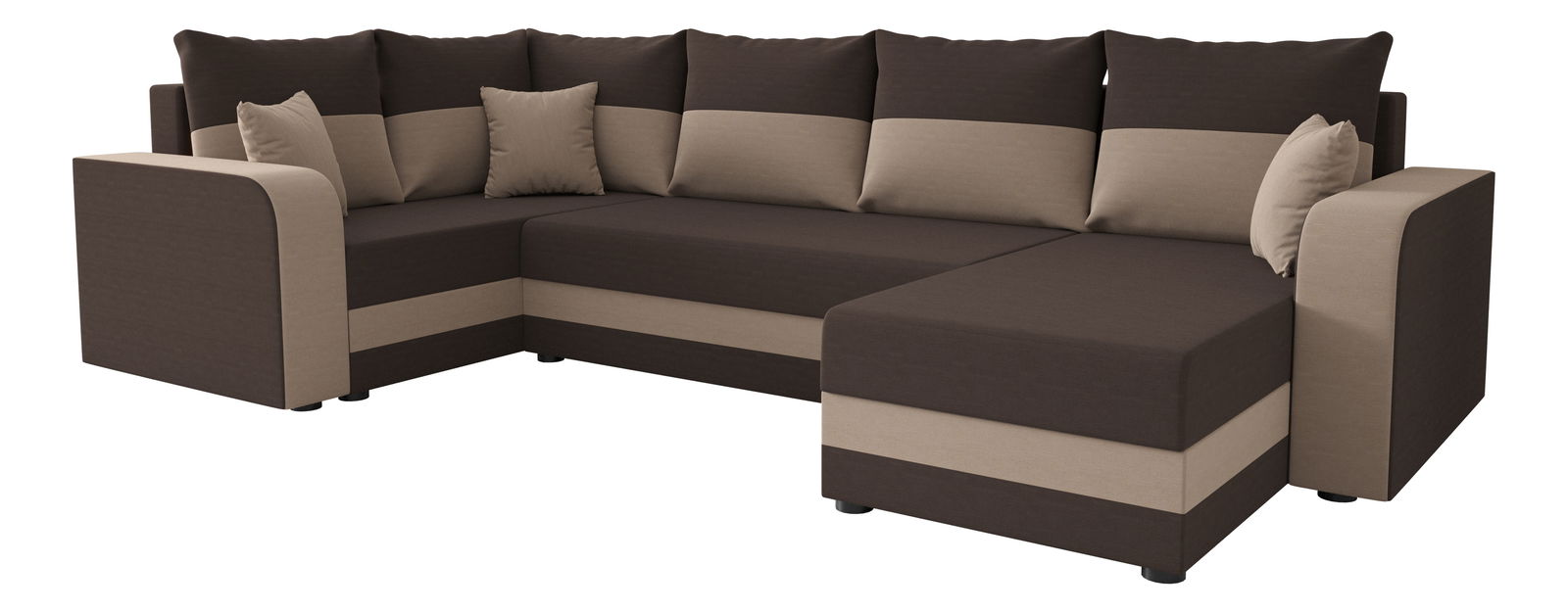 Rohová sedačka ve tvaru U Harmony Long (tmavě hnědá + béžová) (L)