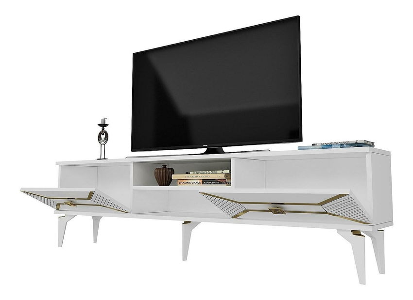 TV stolek/skříňka Velono (bílá + zlatá)