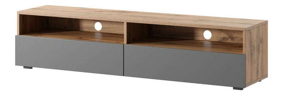 TV skříňka/stolek Redcan 140 (s osvětlením) (dub wotan + šedá)