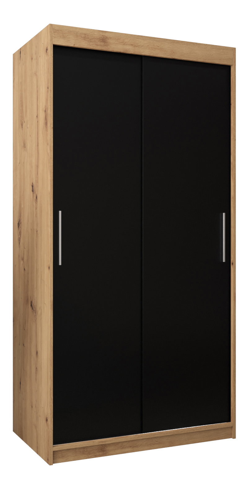 Šatní skříň 100 cm Toki (Dub artisan + Černá matná)