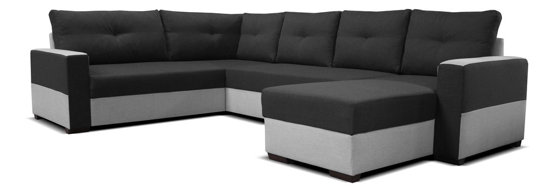 Rohová sedací souprava U Arenna BL+2+L (s taburetem) (černá + šedá) (P)