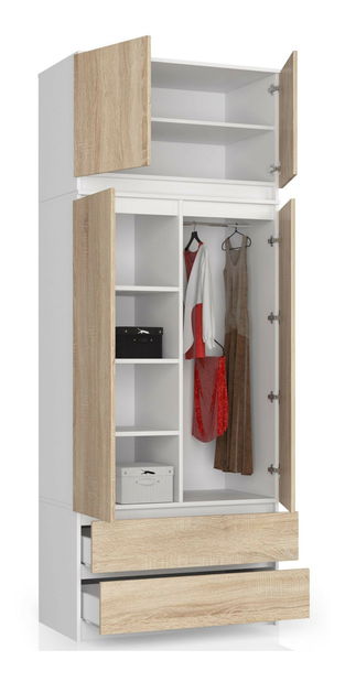 Nástavba na skříň Sashka (bílá + dub sonoma)