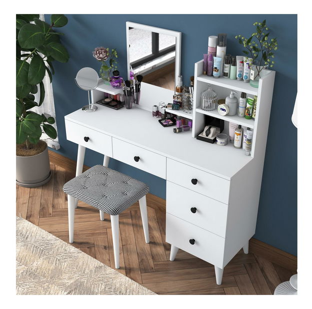 Toaletní stolek s taburetkou Blake 101 (bílá)