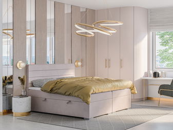 Boxspring postel 200 cm Benio (světlofialová) (s matrací a úl. prostorem)