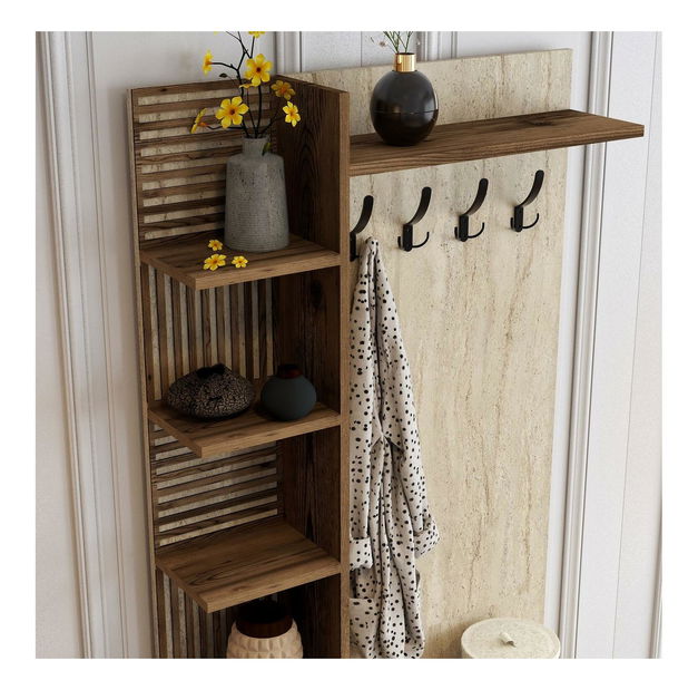 Předsíňová stěna Valery 1 (ořech + travertin)