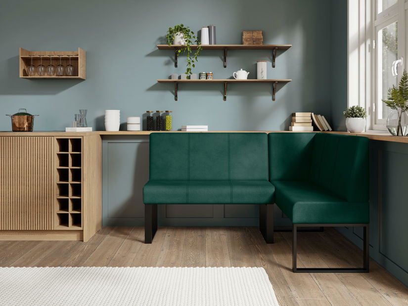 Rohová lavice Bernio 140x200 (tmavě zelená) (P)