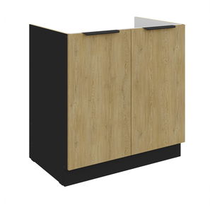 Dolní kuchyňská skříňka pod dřez Carminia 80 ZL 2F BB (dub cremona + černá)