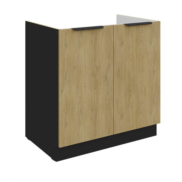 Dolní kuchyňská skříňka pod dřez Carminia 80 ZL 2F BB (dub cremona + černá)