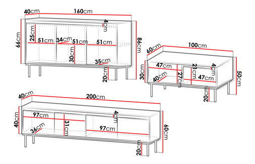Sada nábytku do obývacího pokoje Gelean I (bílá + zlatá)