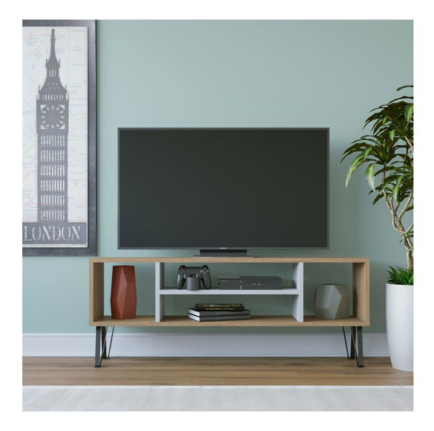 TV stolek Tesopu (dub + bílá)