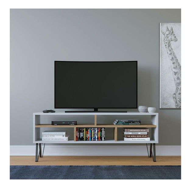 TV stolek Lenodi (bílá + dub)