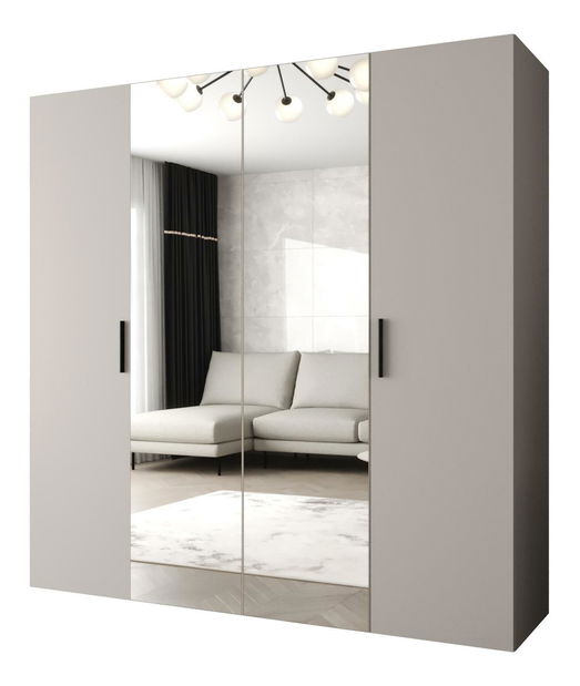 Šatní skříň 200 cm Borry 2 (kašmír + černá)