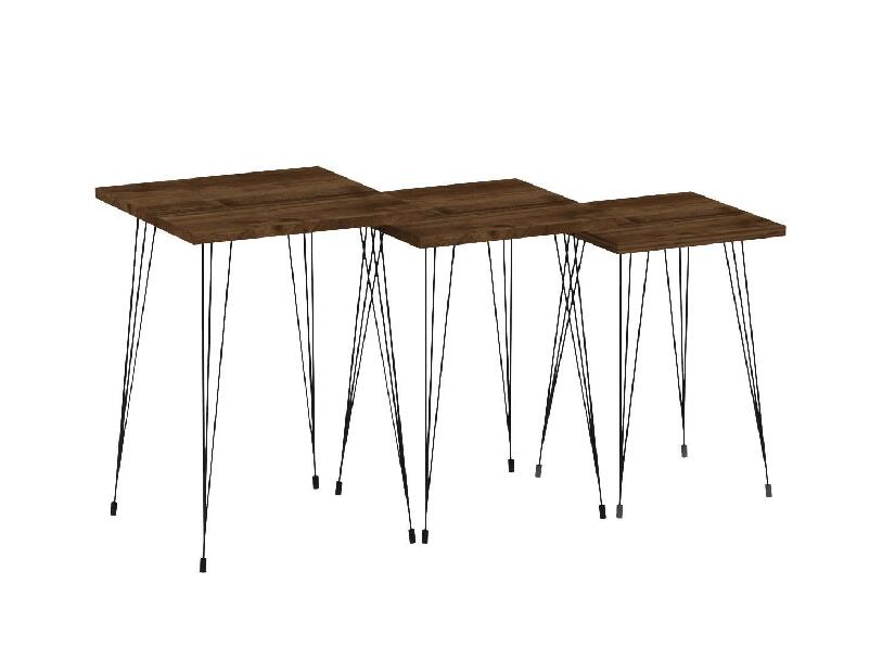 Set 3ks. konferenčních stolků Pakamo (ořech + černá)