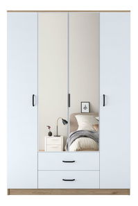 Šatní skříň Bafaretta 31 (se zrcadlem) (ořech + bílá)