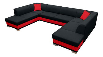 Rohová sedací souprava U Darcia (černá + červená) (P)
