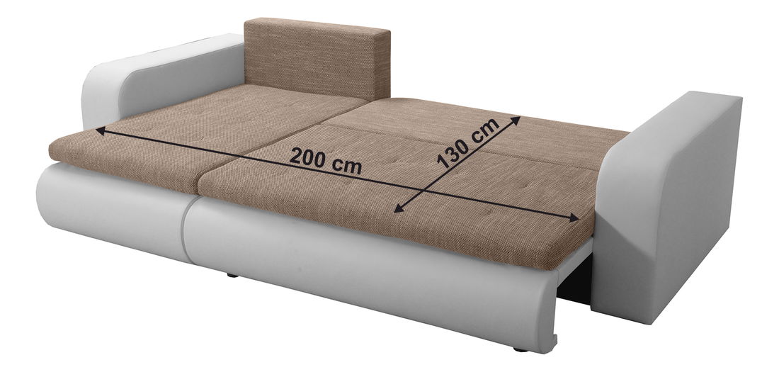Rozkládací sedací souprava Bistran (bílá + hnědá) (L) 