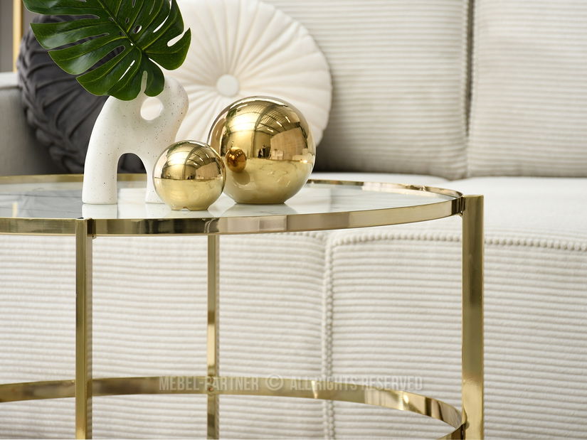 Konferenční stolek Chici (bílý mramor + zlatá)