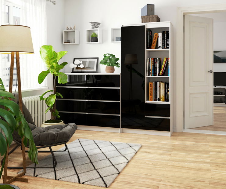 Regál Rehana (bílá + černý lesk)