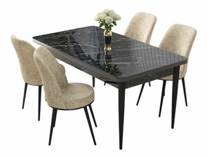 Jídelní set Nilla 1 (ořech barokní + krémová) (pro 4 osoby)