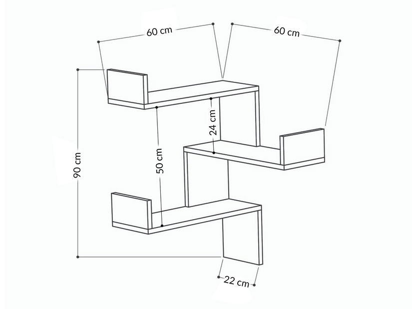 Rohový policový systém Lazarus (dub)