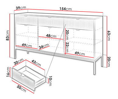 Komoda Mijeno Gold MKSZ154 (bílá + zlatá)