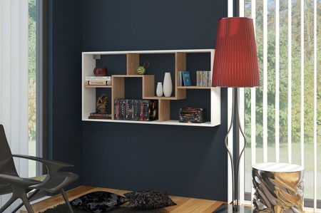 Poličkový systém Denny B bílá + dub sonoma světlý