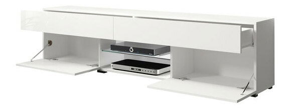 TV Skříňka Primrose (bílá + lesk bílý) (osvětlení LED bílé)