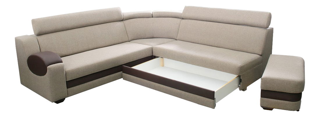 Rohová sedací souprava Aruba (hnědá + krémová) (P)