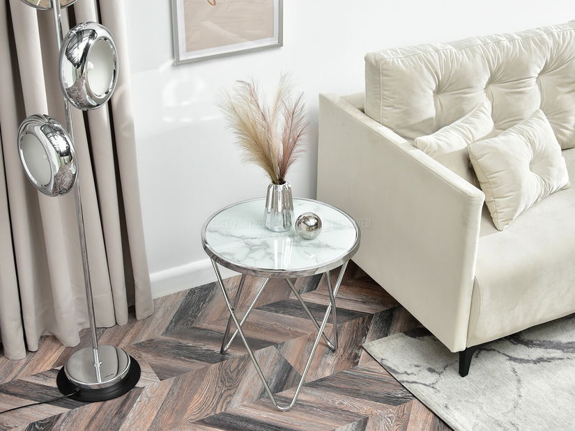 Konferenční stolek Armin S (bílý mramor + chromová)