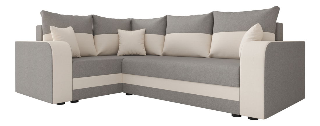 Rohová sedací souprava Harmony Plus (světle šedá + bílá) (L)